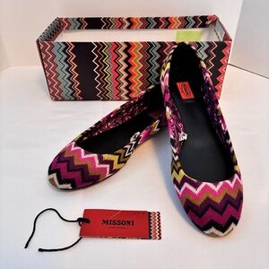 Missoni For Target Knit Ballet Flat Fuchsia Zig-Zag Size 8.5